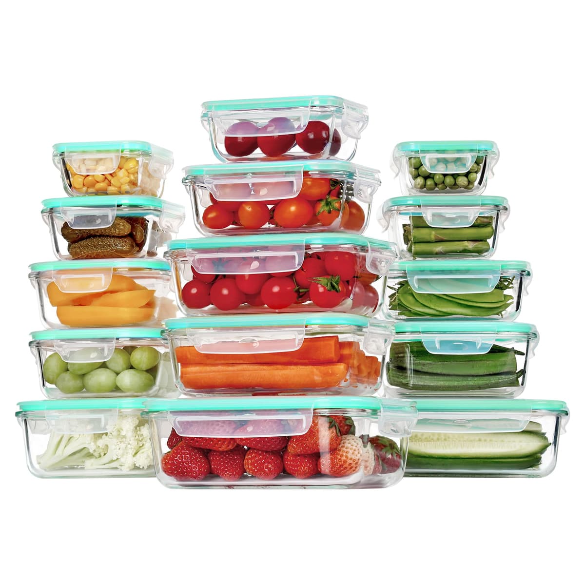Vtopmart Set de 8 Unidades Recipientes de Cristal para Alimentos, Recipientes de Vidrio Hermeticos con Tapa, Reutilizables, Apilables, Apto Lavavajillas y Microondas,Libre de BPA — view 13