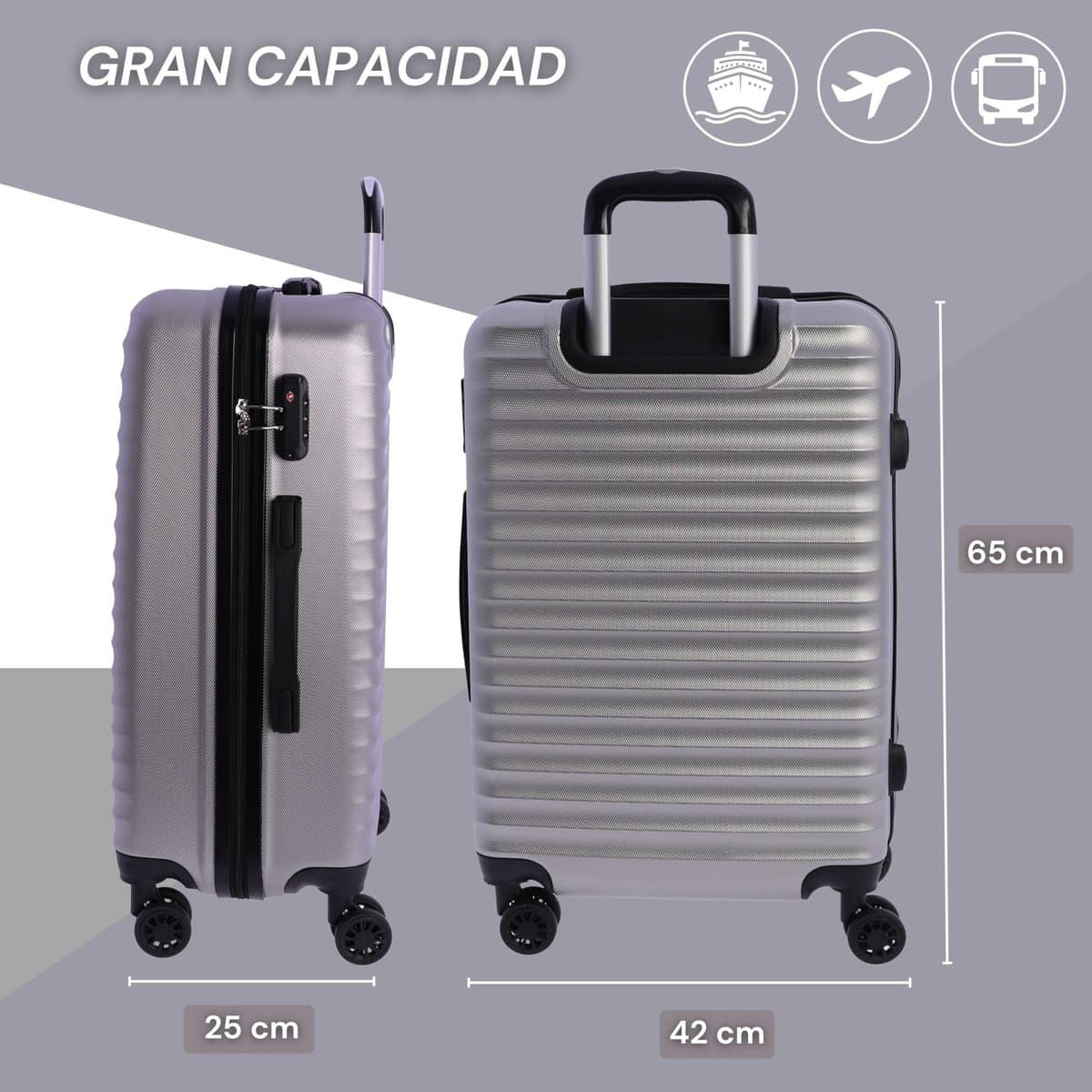 DON ALGODON Maleta Mediana 23 kg | Maleta de Viaje Rígida con 4 Ruedas Dobles 360º, Candado TSA y Asa Telescópica | Equipaje Resistente al Agua para Viajes en Avión — view 2
