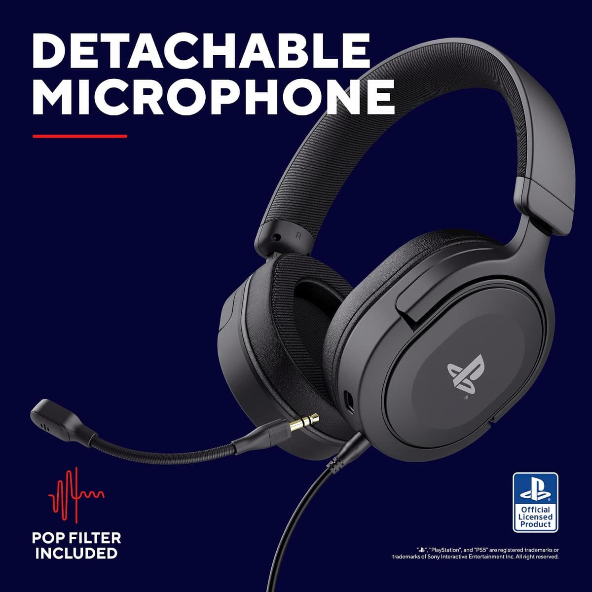 Trust Gaming GXT 498 Forta [Officially Licensed for PlayStation 5] Sustainable Gaming Headset for PS5 / PS4, 1.2m Cable, 50mm Drivers, Detachable Microphone, Wired Over-Ear Headphones - Black — view 2