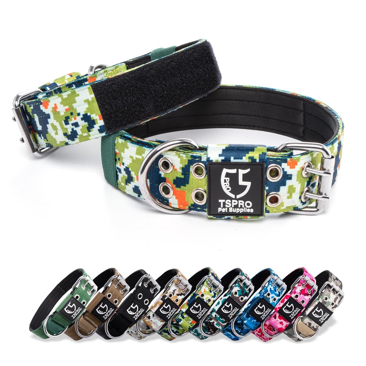 TSPRO Collar Táctico para Perros Ajustable, Collares con Broche de Metal Robusto, de 3,8 cm de Ancho, Duradero y Cómodo para Perros Medianos y Grandes (Negro M) — view 59