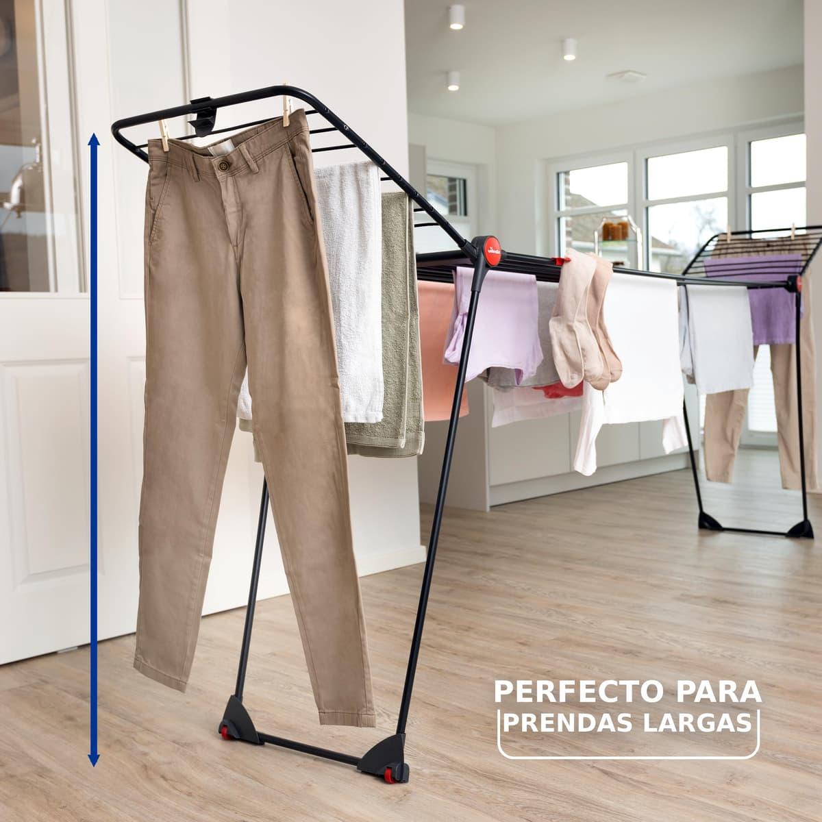 Vileda Infinity Flex Ultimate | Tendedero telescópico Extensible | Gran Capacidad para Ropa | Estructura Extra Estable | Menos Marcas con Tubos XXL | Alas Altas — view 4