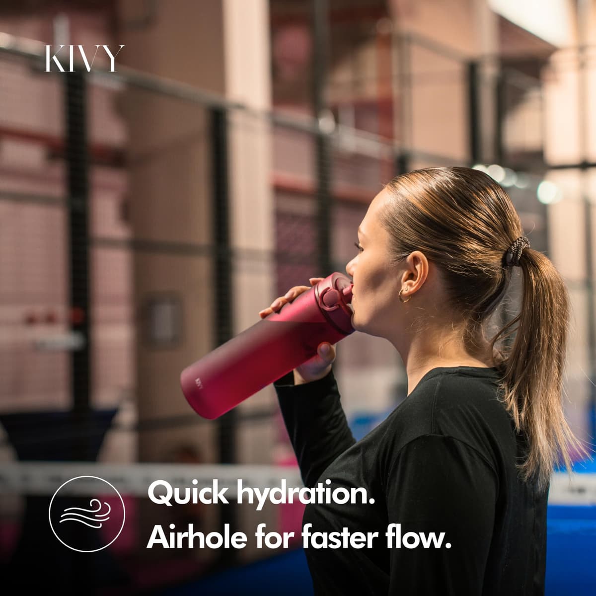 KIVY Botella de Agua Tritan 650ml [CON TAPA ABATIBLE] - Water Bottle para Niños & Adultos - Sin BPA - Garrafa Apto Lavavajillas - Cantimplora para Gimnasio, Deportiva, Oficina y Escuela - Verde — view 5