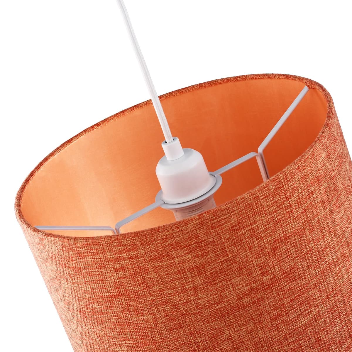 Contemporary and Sleek 12 Inch Rustic Orange Linen Fabric Drum Lamp Shade 60w Maximum | 30cm Diameter | for Table Lamp or Pendant by Happy Homewares — view 4
