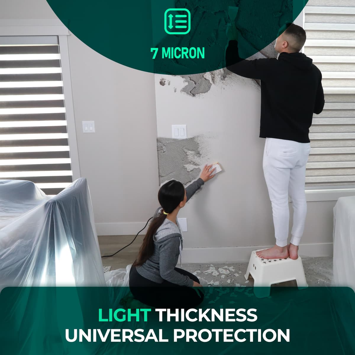 CS 6 Pack Plastic Dust Sheets for Decorating 3.6 x 2.7m (12x9 ft), Extra Large Dust Sheets for Painting, Clear Plastic Sheet Polythene Sheeting Painting Tools, Decorating Tools, Home Improvement — view 5