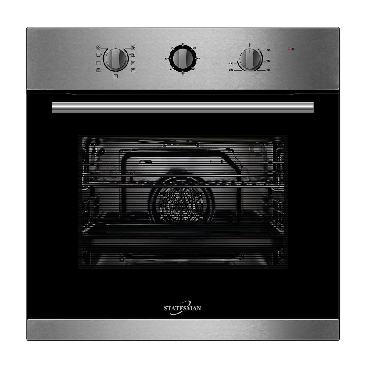 Statesman BSF160BL Built-In Single Cavity Fan Oven, 4 Cooking Functions, 2 Hour Timer, 70L, Black — view 4