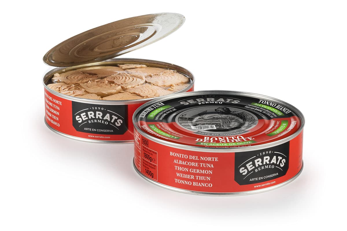 CONSERVAS SERRATS - Bonito del Norte del Cantábrico en Aceite de Oliva - 4 Latas x 1800g (Total: 7200g) - Elaboración Artesanal desde 1890 - Sin Gluten - Rico en Omega 3 – Premium — view 2