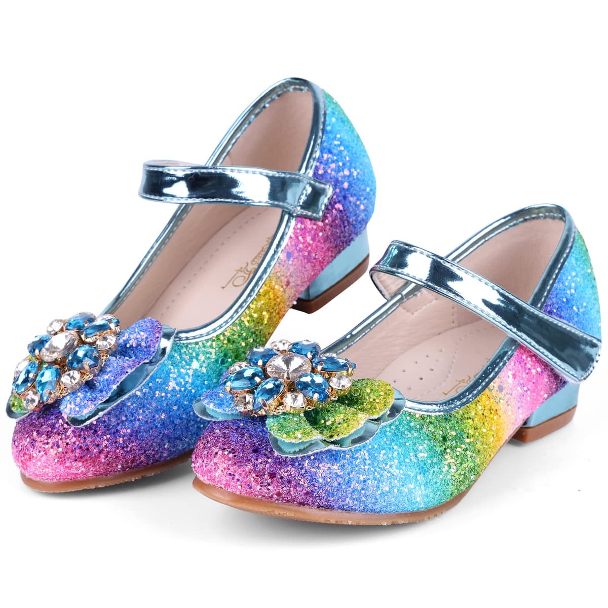 Girl's Princess Mary Jane Pump Shoes - Pink Silver Blue Purple White - Size 12 Months