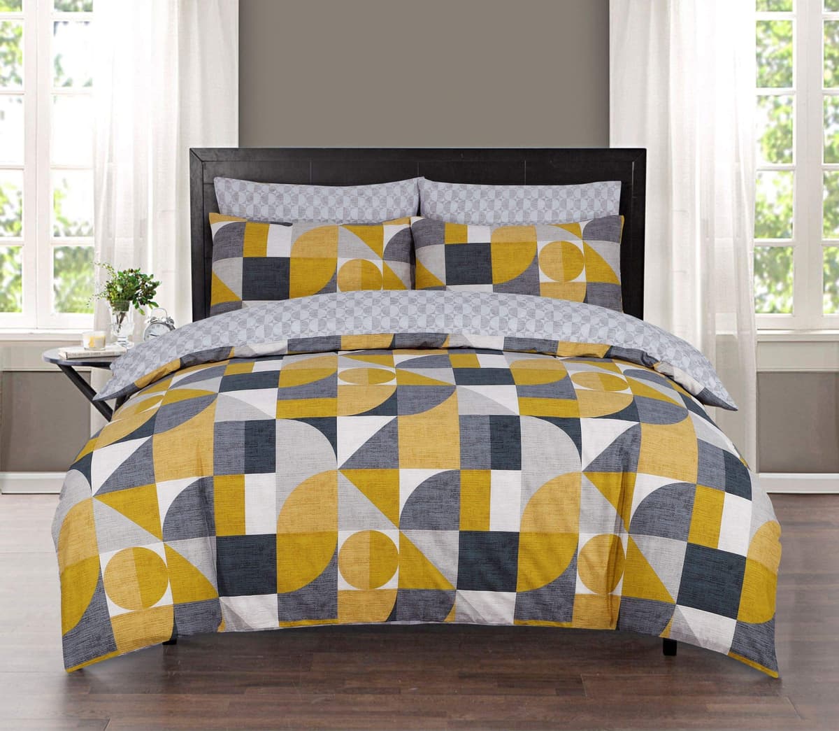 DTEX HOMES Double Duvet Set 100% Pure Cotton Reversible Printed Hotel Quality Duvet Cover Ultra Soft Easy Care double bedding Set Super Soft and Luxury Duvet Cover Sets (Balia Silver) — view 25