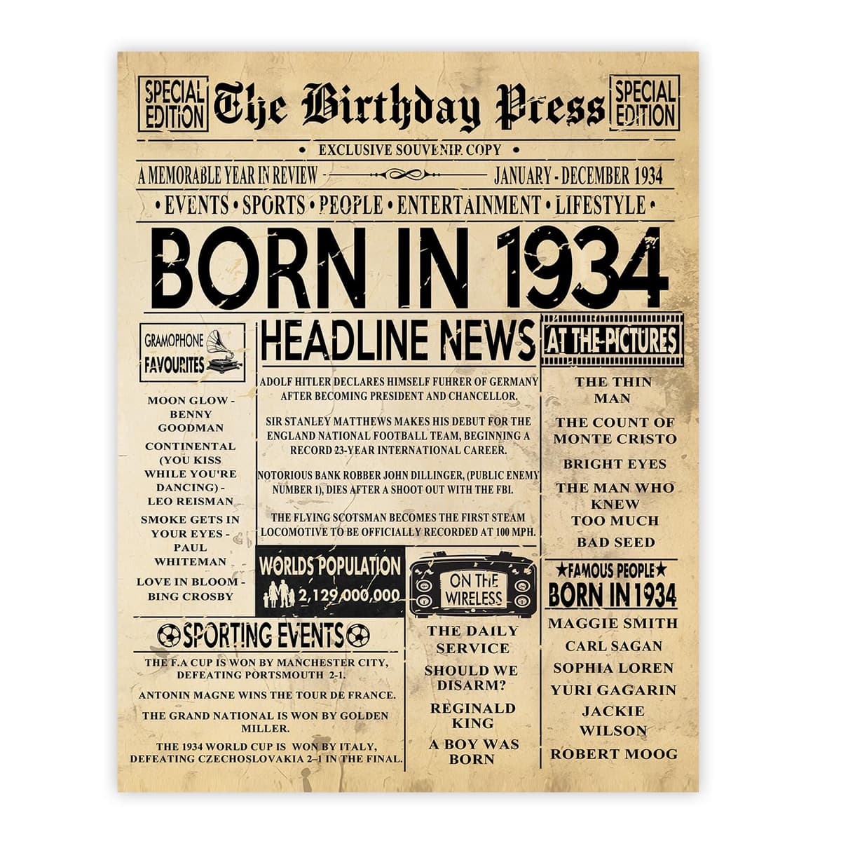 Stuff4 50th Birthday Poster Unframed - Born In 1976 Vintage Newspaper - Happy 50th Birthday Gifts for Women Men Retro Back In 1976, 8x10 Inch Decor Decoration Bday Party — view 22