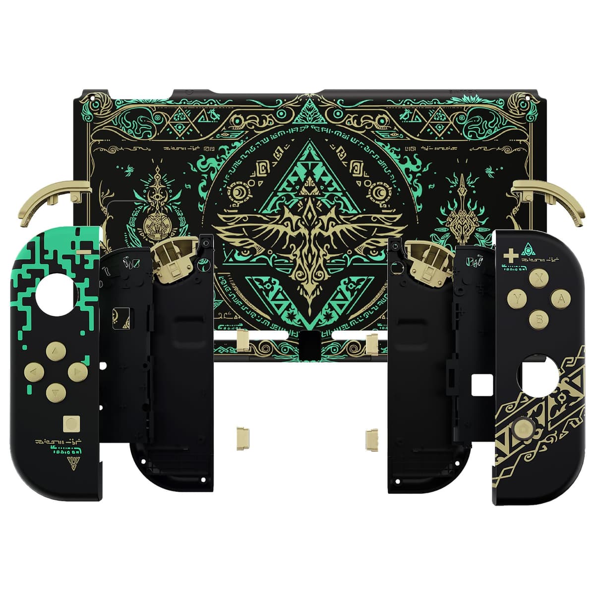 eXtremeRate DIY Replacement Shell Buttons for Nintendo Switch, Back Plate for Switch Console, Housing with Full Set Buttons for Joycon Handheld Controller - Glow in Dark - Totem of Kingdom Black — view 3