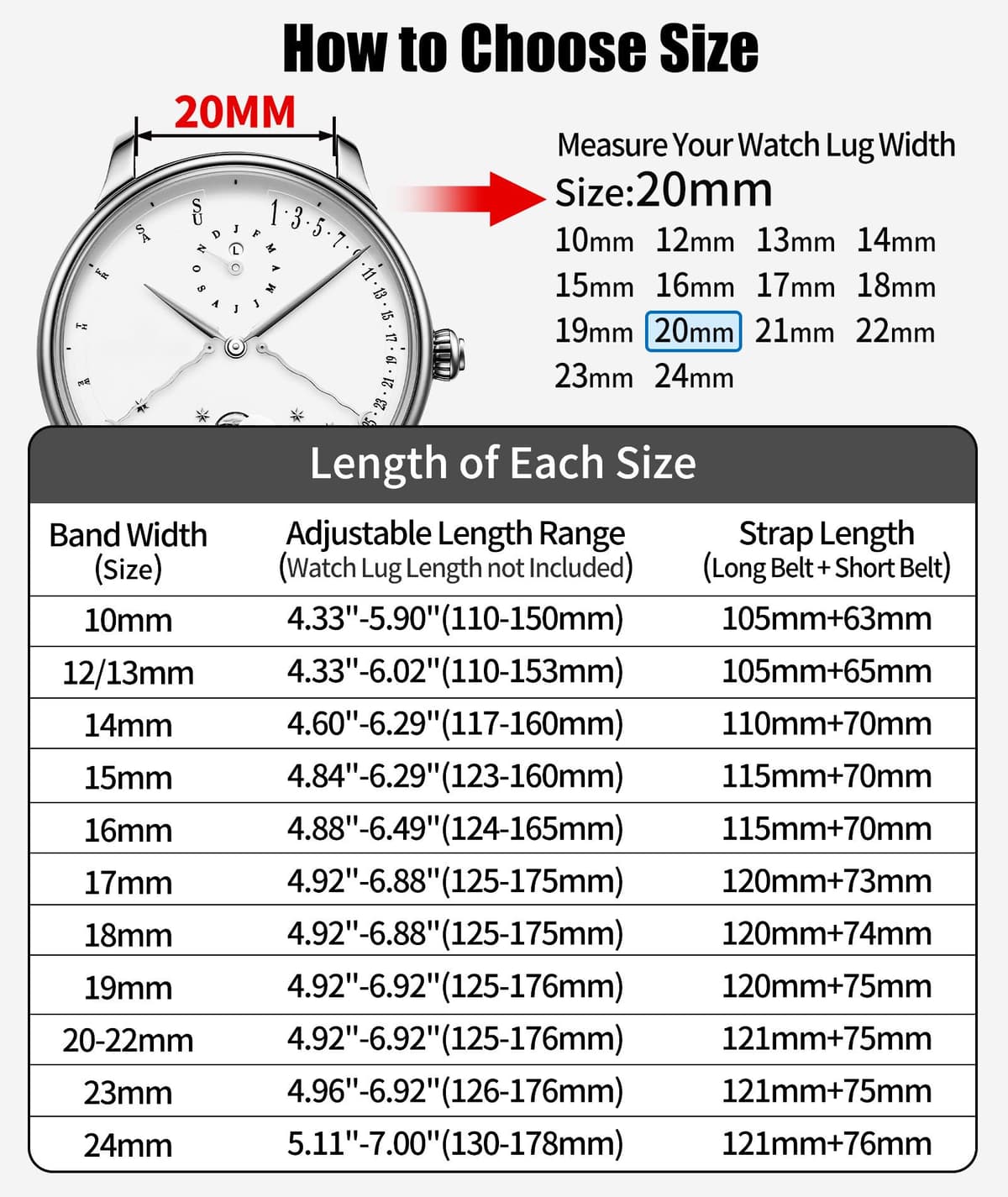 BINLUN Correa Reloj de Piel de Liberación Rápida Correas de Relojes de Cuero de Repuesto para Hombres y Mujeres con 12 Colores (10mm 12mm 14mm 15mm 16mm 17mm 18mm 19mm 20mm 21mm 22mm 23mm) — view 6