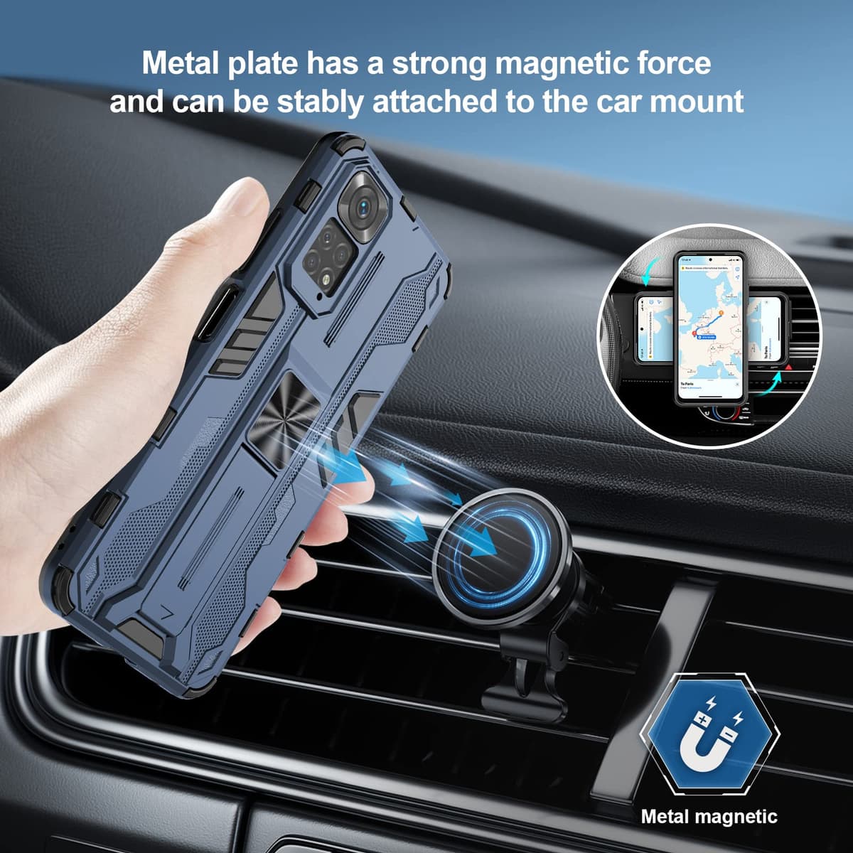 Funda para CMF Phone 2 Pro, Carcasa Antigolpes con Soporte anular metálico, Case Protectora de Grado Militar, Negro — view 1091