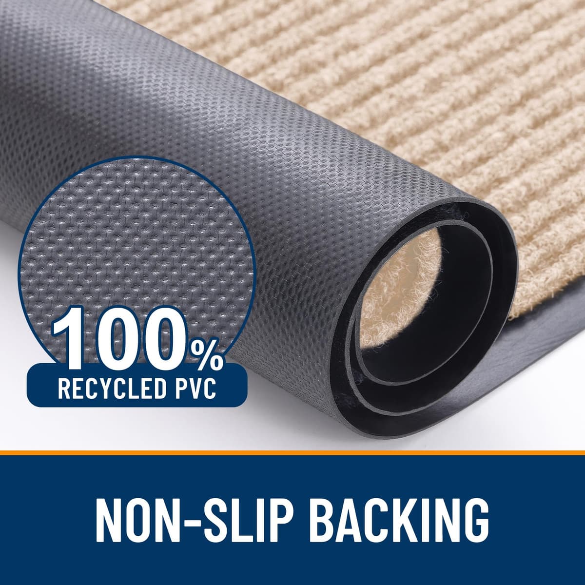 OLANLY Front Door Mat Indoor Outdoor Entrance, Waterproof Heavy Duty Doormat, Fade Resistant, Low Profile, Easy Clean Patio Porch Welcome Floor Mats for Entry, 29.5x17, Beige — view 3