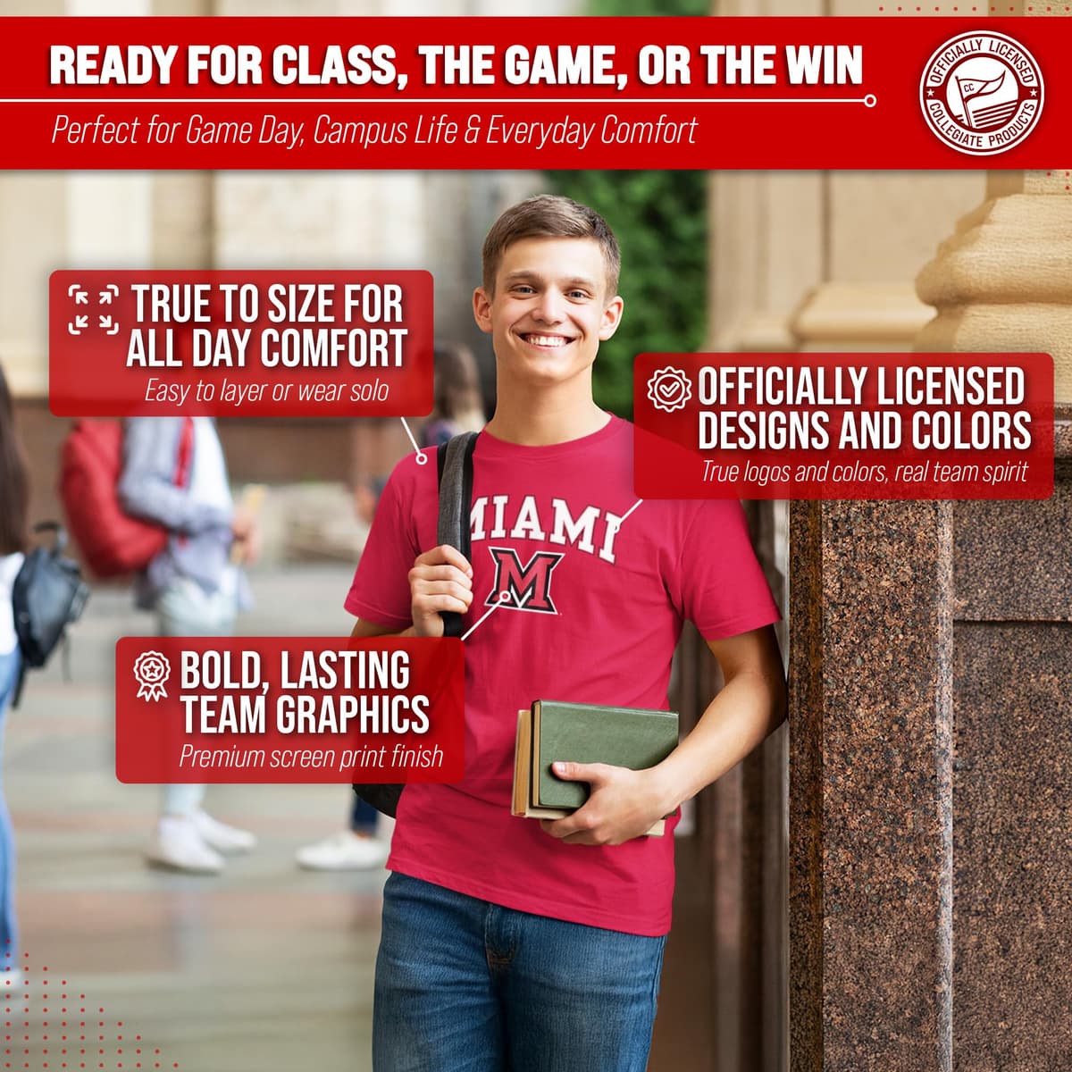 NCAA Adult Gameday Cotton T-Shirt - Premium Quality - Semi-fitted Style - Officially Licensed Product — view 5