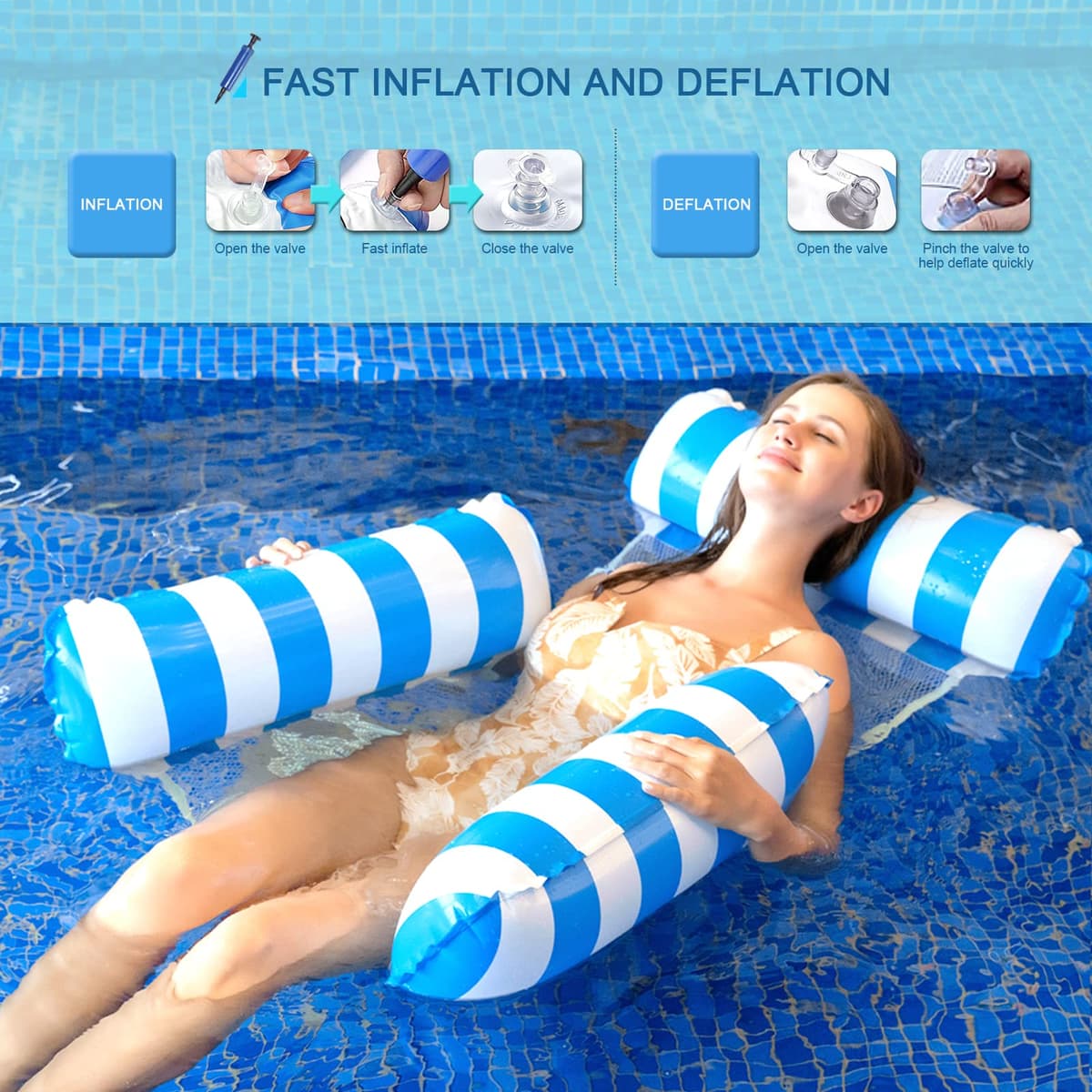 Colchoneta Piscina Adultos Hinchables para Piscina Flotadores Piscina Hamaca De Agua Colchonetas Inflables Piscina Colchoneta Playa Hinchable Hamaca Piscina Flotante Juguetes para Fiestas Océano — view 4