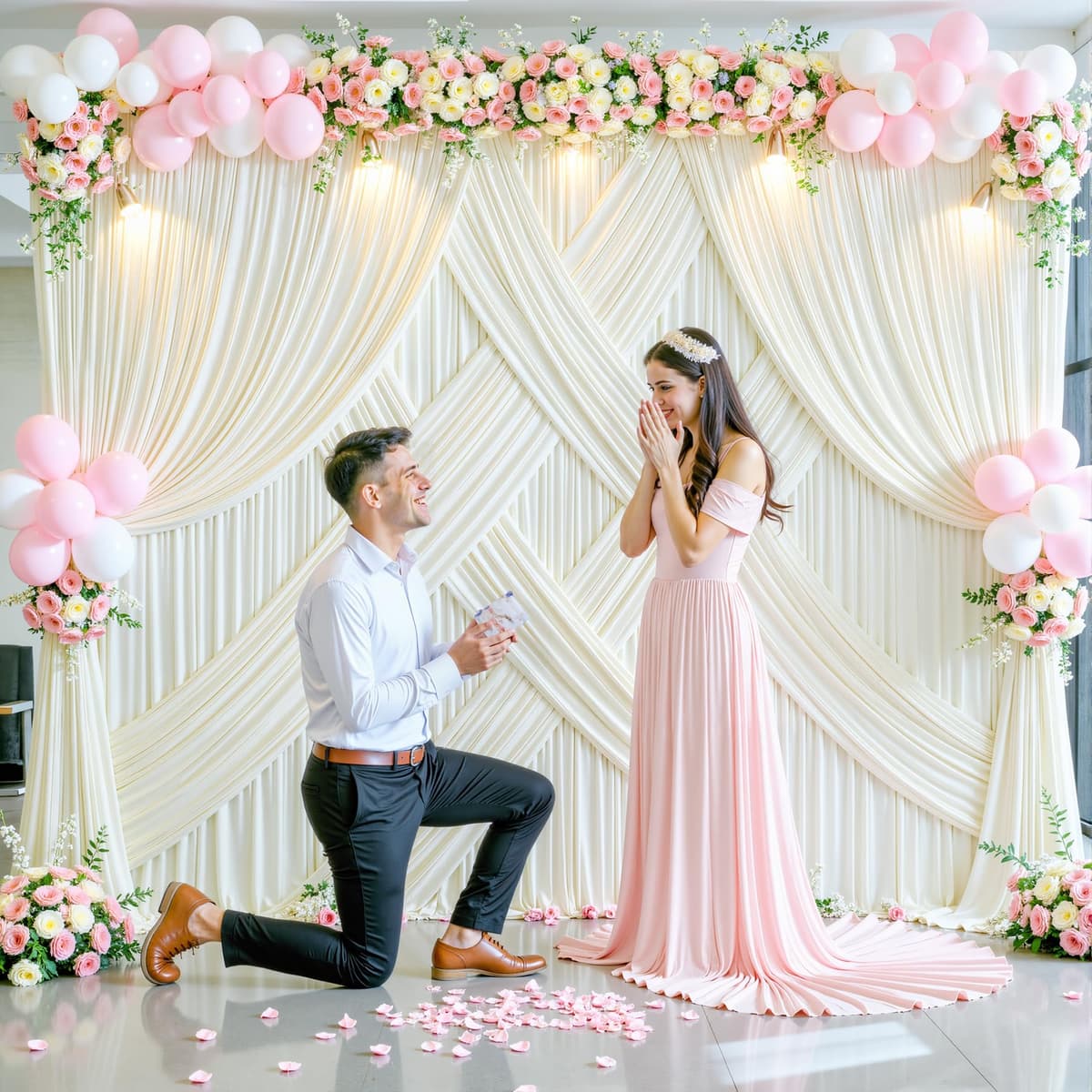 40ft x 10ft Ivory Backdrop Curtain for Wedding Ivory Wrinkle Free Backdrop Drapes Panels for Parties Baby Shower Bridal Shower Birthday Photo Photography Polyester Fabric Background Decoration — view 3