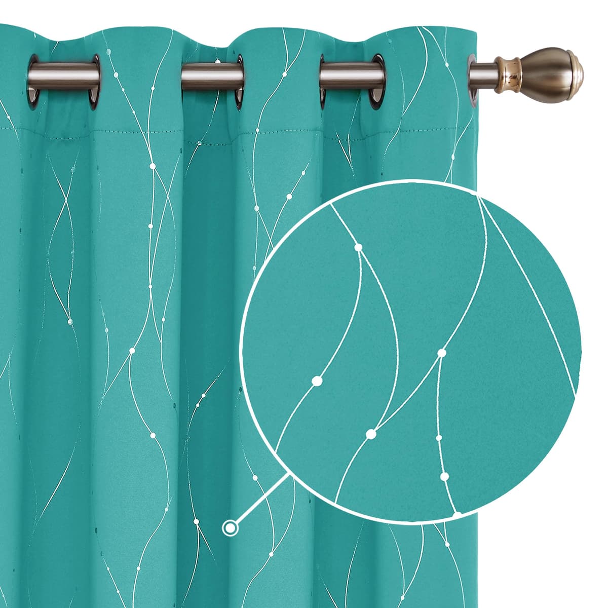 Deconovo Soft Dotted Line Foil Printed Blackout Curtains Thermal Insulated Curtains Eyelet Energy Efficiency Room Darkening Curtains for Bedroom 52 x 72 Inch Light Grey 2 Panels — view 40
