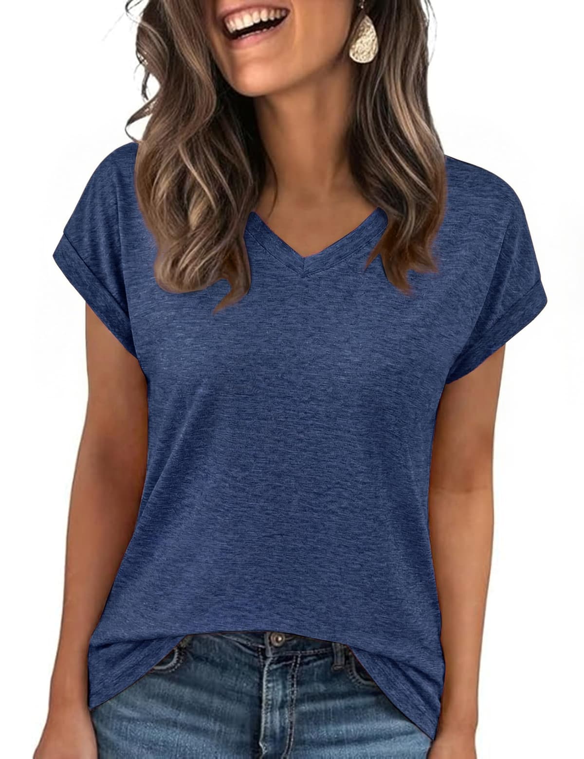 Camisetas Manga Corta Mujer en Colores Variados Camiseta Basica Mujer de Algodón Transpirable y Relajada para Diario — view 9