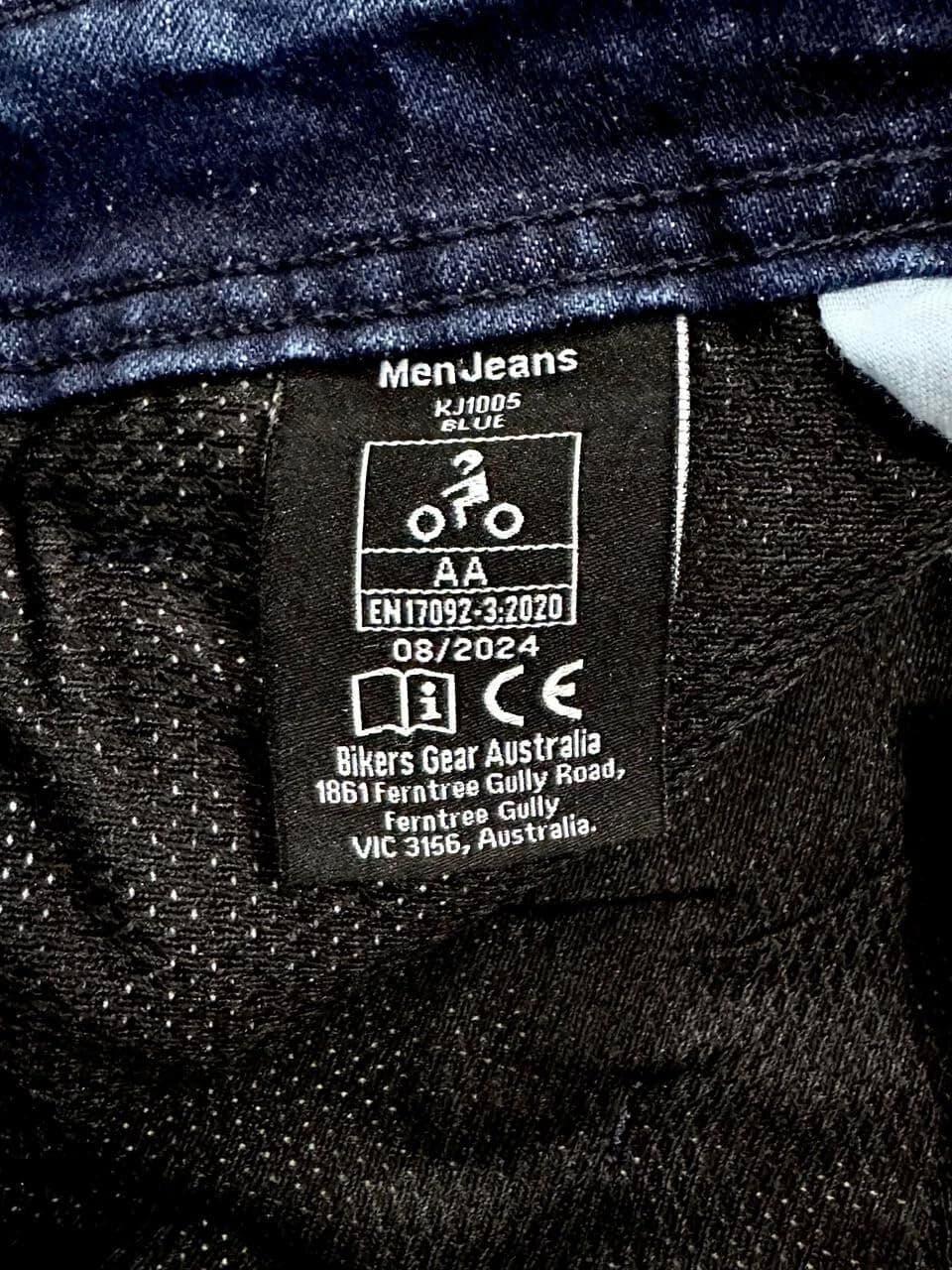 Bikers Gear Australia Pantalones vaqueros de corte clásico para motociclistas con armadura desmontable de fibra de aramida de Kevlar de DuPont — view 3