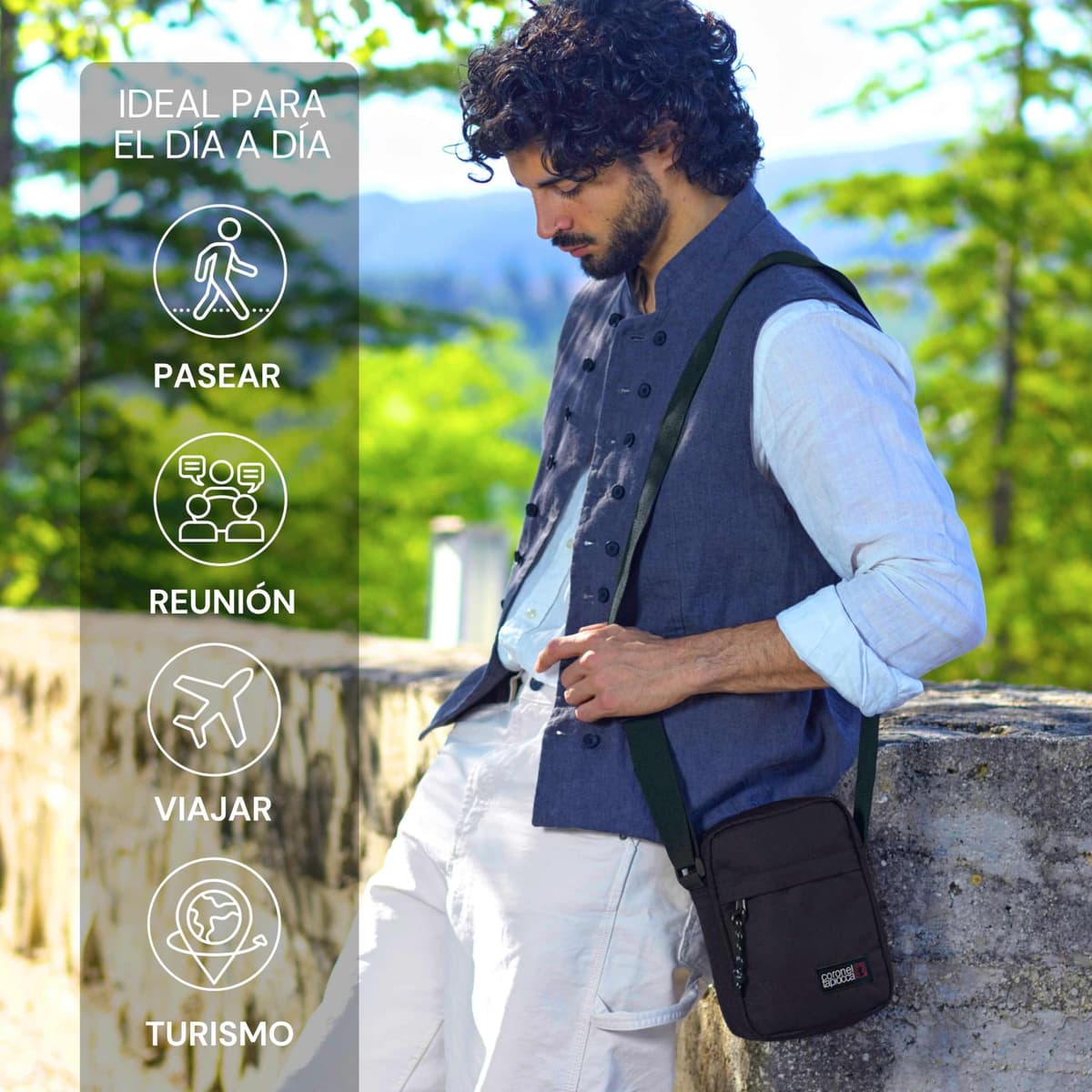Coronel Tapioca – Bandolera para hombre estilo casual | Bolso hombre bandolera compacto con múltiples compartimentos | Ideal para uso diario, viajes o trabajo — view 2