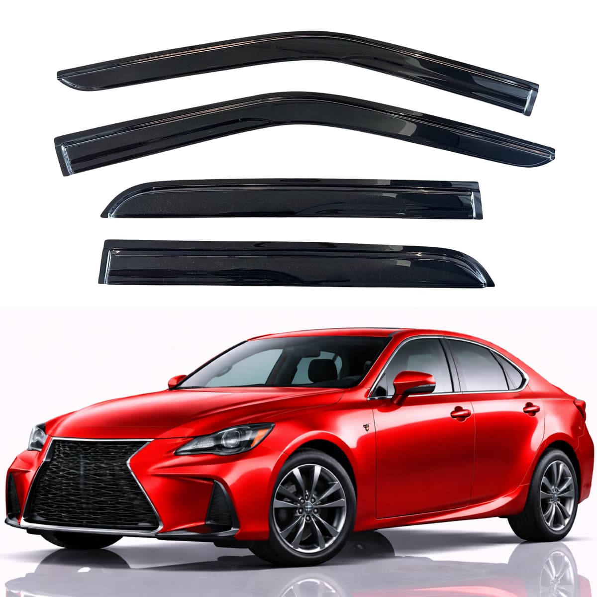 KPY Rain Guards Fit for 2006-2013 Lexus IS250 IS350, Out-Channel Window Visors Vent Wind Deflectors 4PC, Car Accessories for 06-13 Lexus is Series — view 54