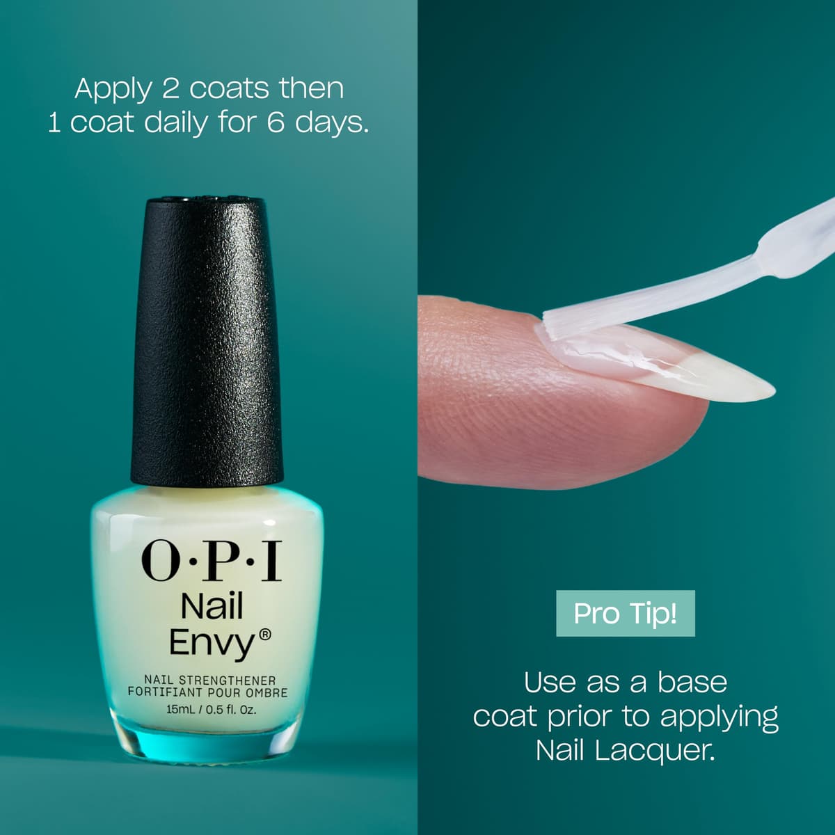 OPI Nail Envy Nail Strengthener, Clear & Opaque Crème Nail Polish Treatment with Vegan Formula to Strengthen Weak & Thin Nails (15ml) — view 4