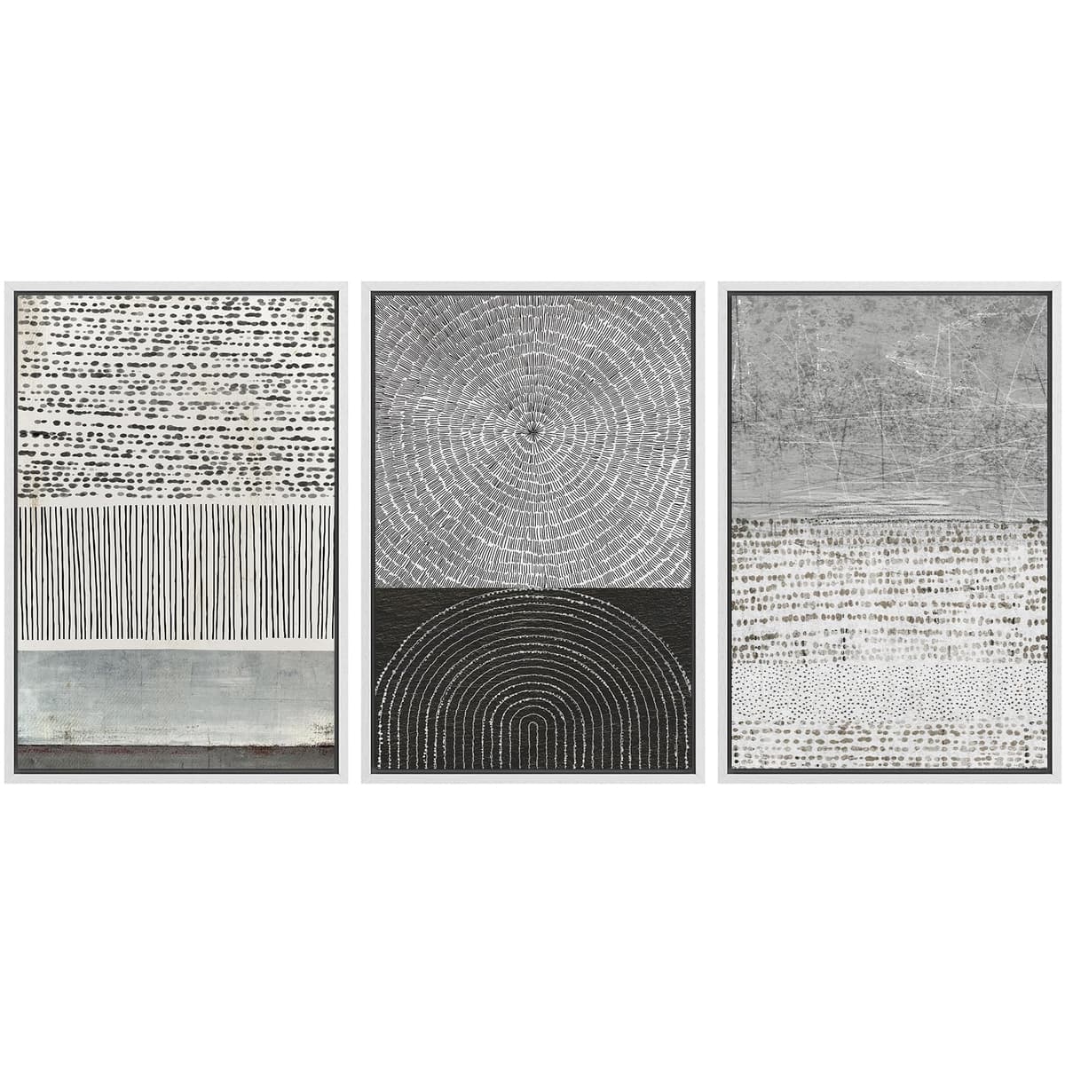 SIGNWIN Framed Canvas Print Wall Art Set Blue White Grunge Geometric Pattern Abstract Shapes Cozy Neutral Decorative Contemporary Minimal for Living Room, Bedroom, Office - 24"x36"x3 Natural — view 116