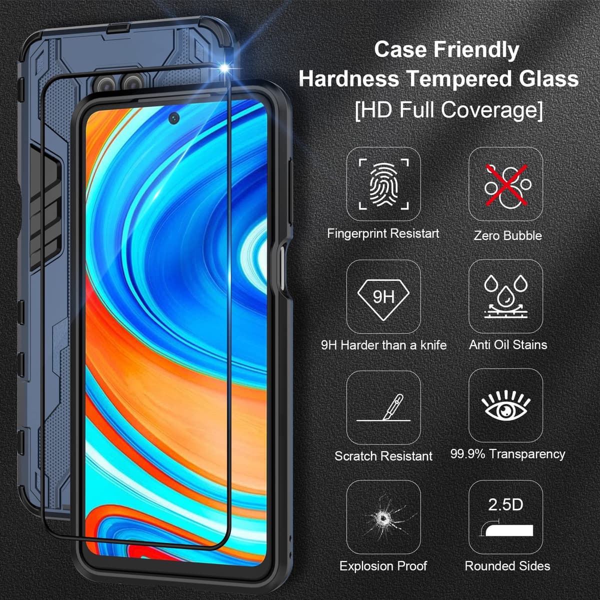 Funda para CMF Phone 2 Pro, Carcasa Antigolpes con Soporte anular metálico, Case Protectora de Grado Militar, Negro — view 1578