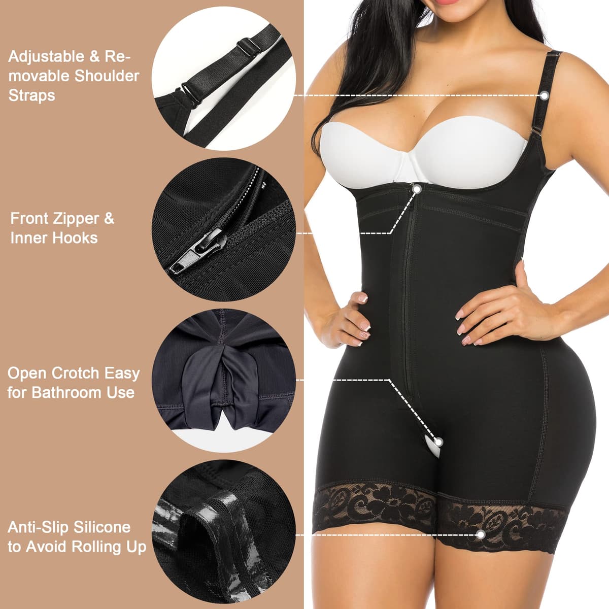YIANNA Fajas Reductoras Mujer Body Reductor Colombianas Shapewear Moldeadora Control de Abdomen Posparto — view 3