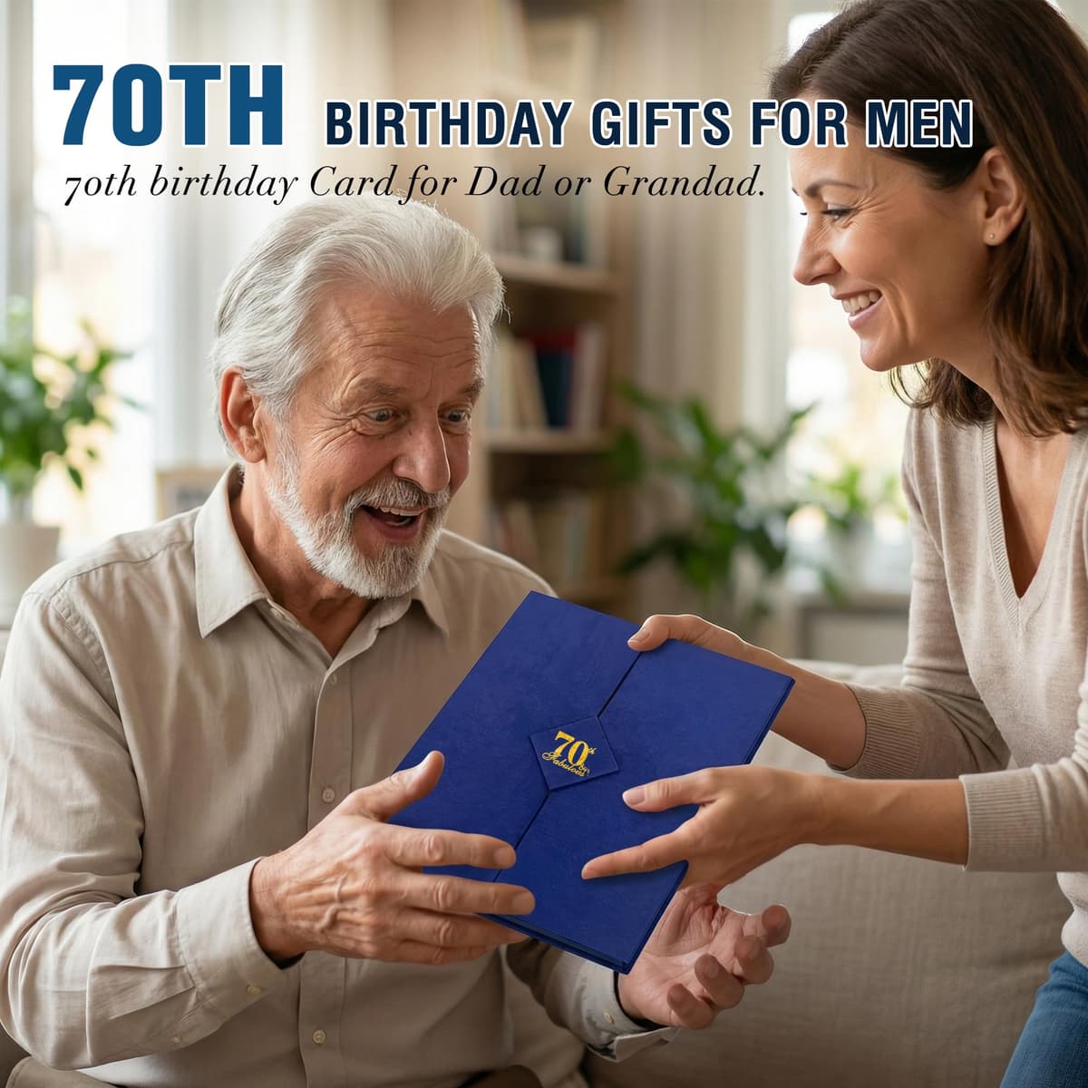 back in 1956 70th Birthday Gifts for Men - Large 70th birthday Card for Dad,Grandad - 70 Year Old Blue Decorations Male - Tri-Fold Greeting Card - Perfect 1956 Poster Gift Ideas — view 4