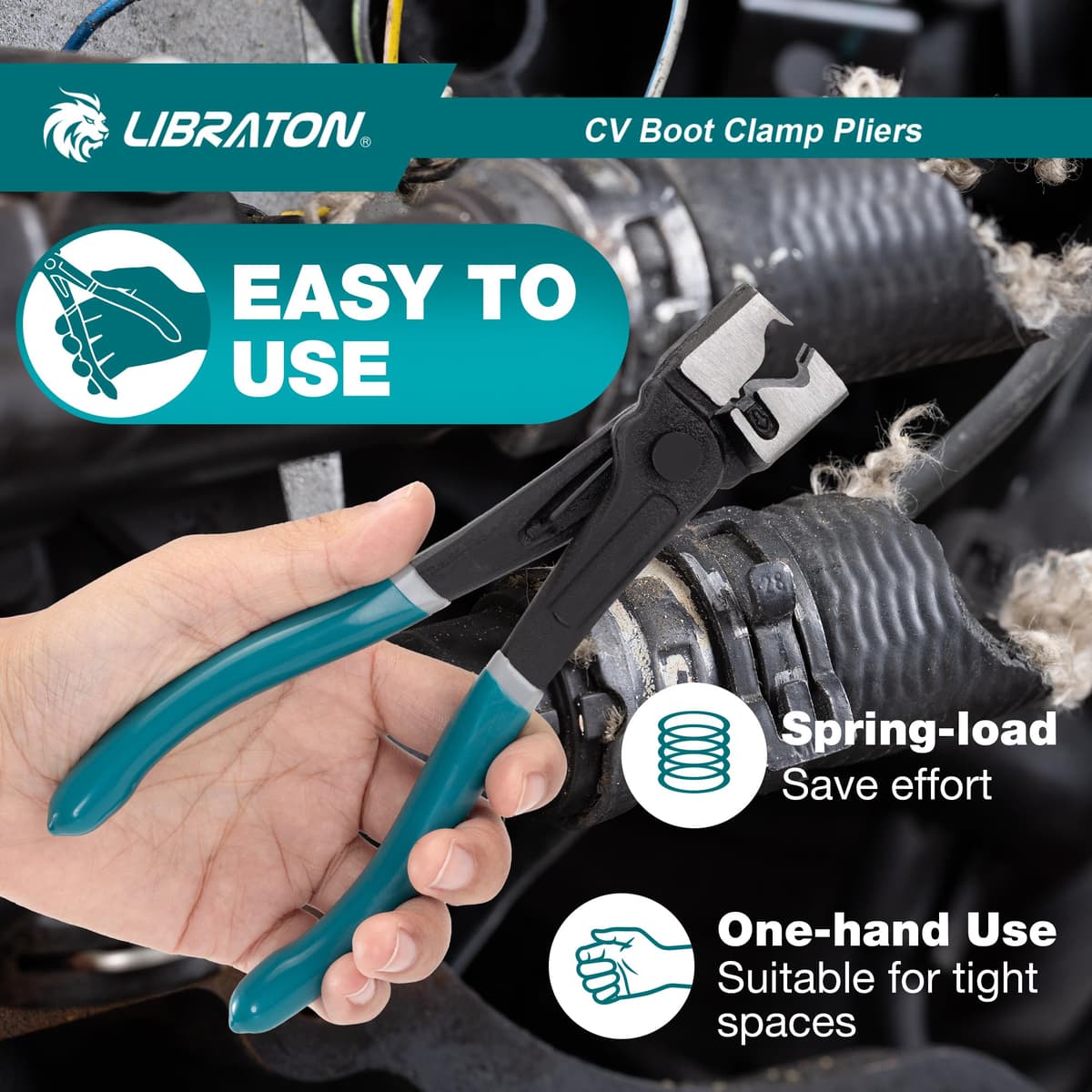 LIBRATON Car Clamp Pliers, Click&Clic-R Hose Clamp Pliers, 180mm Spring Construction Pliers, Easy to Install and Remove, for Car Maintenance — view 4