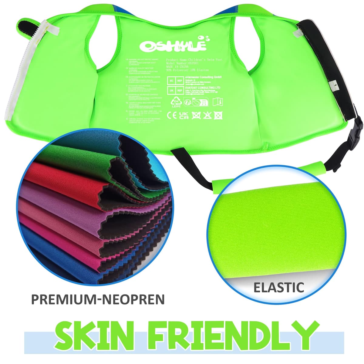 OSHYLE Chaleco de Natación de Neopreno de la Marca Premium para Niños - Flotador para el Aprendizaje de la Natación Ideal para Niños — view 5
