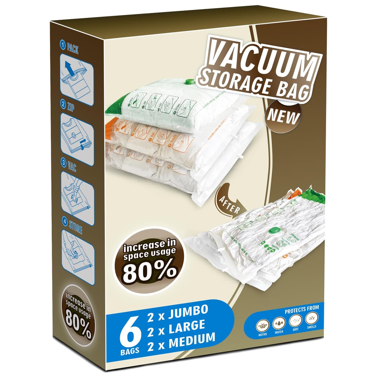 STORAGE MASTER Space Saver Bags for Travel and Home Reusable Vacuum Storage Bags Save 80% More Storage Space Work with Vacuum Cleaner (9 Small, No Pump Included) — view 17