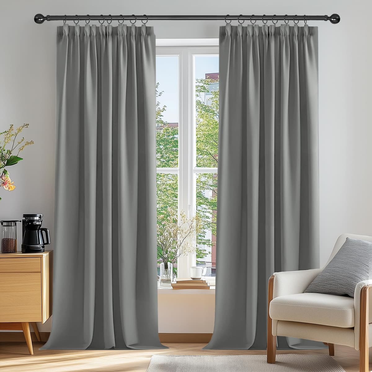 Deconovo Cortinas Dormitorio Salon Térmicas Aislantes Frio y Calor Decoración para Habitacion Moderna,140x245 cm Gris Claro 2 Piezas