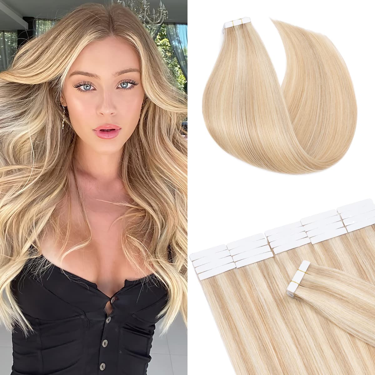 12"(30cm) SEGO 10PCS Extensiones Adhesivas Naturales Pelo Humano sin Clip [#4/27 Castaño Chocolate/Rubio Oscuro] Cabello 100% Remy Liso Balayage Tape in Human Hair (20g) — view 14