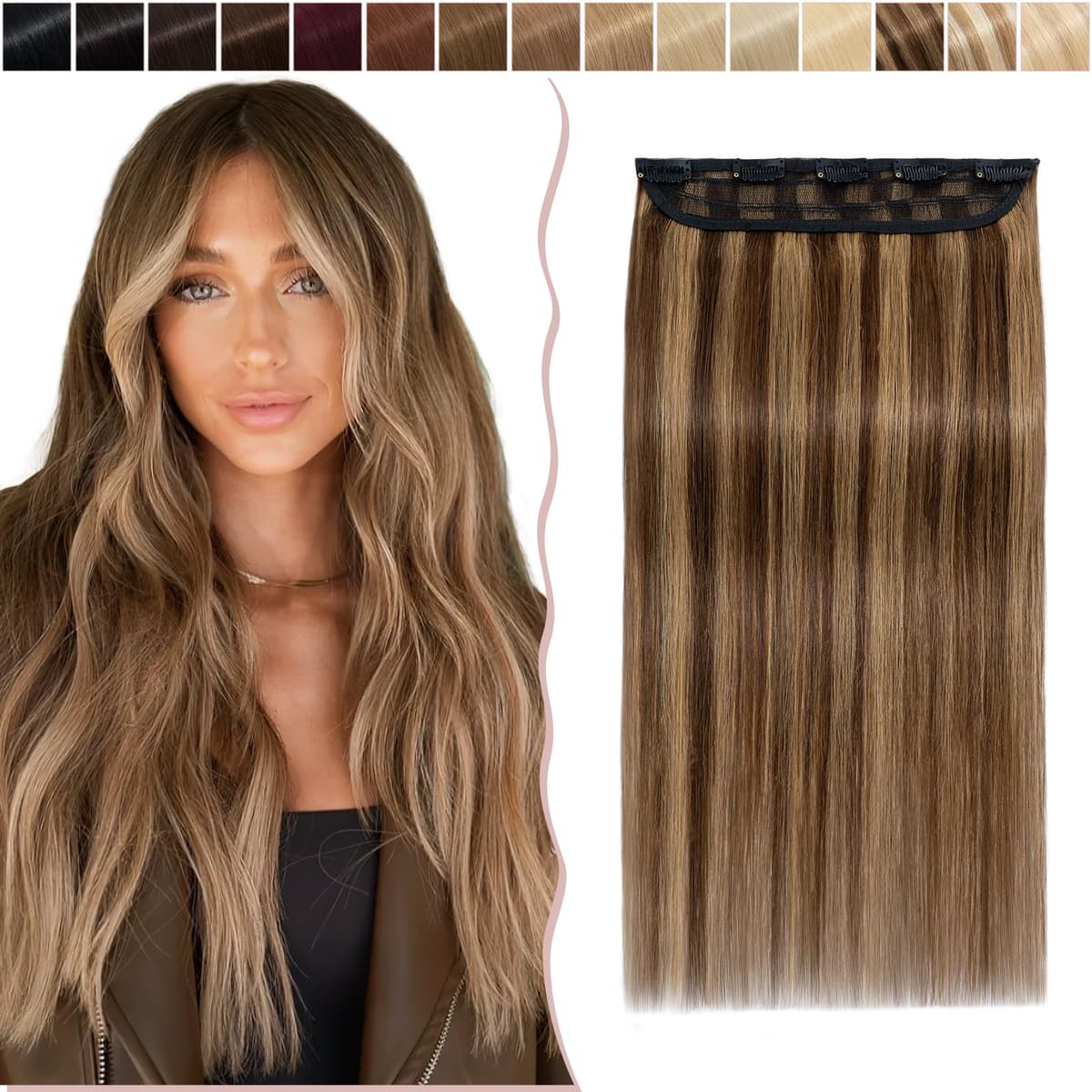 12 inch Clip in Hair Extension Human Hair One Piece 100% Real Remy [#2 Dark Brown] 3/4 Full Head Straight Hair Pieces for Women Invisible Short (40g) — view 16