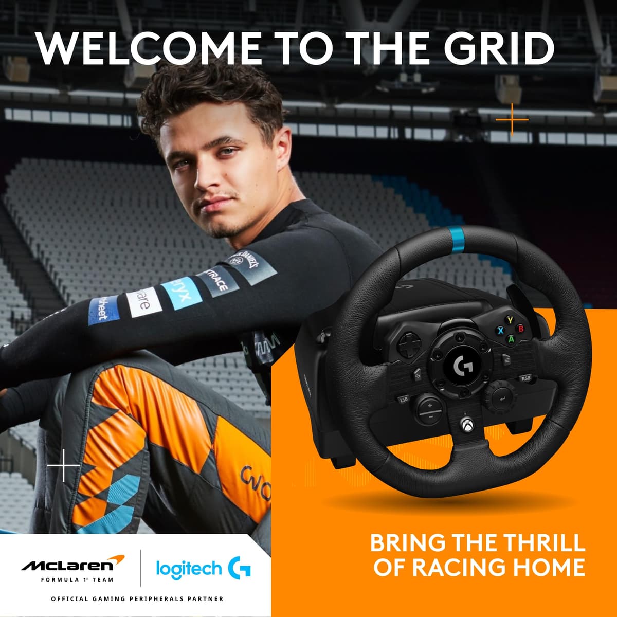Logitech G G923 Racing Wheel and Pedals for Xbox Series X|S, Xbox One and PC featuring TRUEFORCE up to 1000 Hz Force Feedback, Responsive Pedal, Dual Clutch Launch Control, and Genuine Wheel Cover — view 2