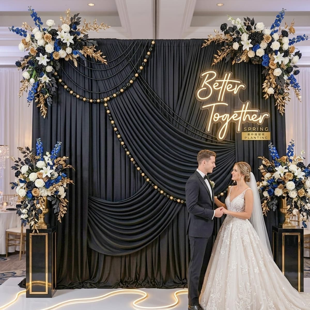 20ft x 10ft Wrinkle Free Black Backdrop Curtains for Parties, 4 Panels 5x10ft Silky Polyester Black Photo Backdrop Drapes for Wedding Graduation Birthday Party Photography Background — view 3