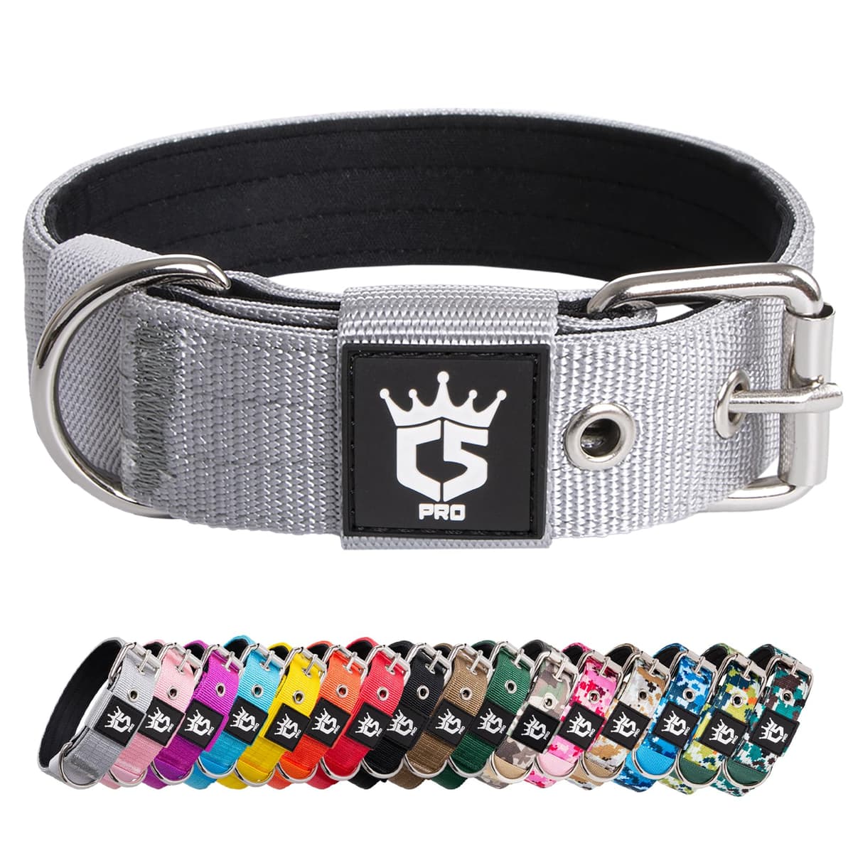 TSPRO Collar Táctico para Perros Ajustable, Collares con Broche de Metal Robusto, de 3,8 cm de Ancho, Duradero y Cómodo para Perros Medianos y Grandes (Negro M) — view 9