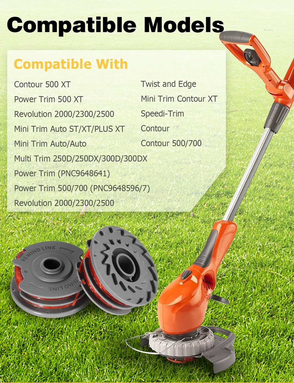4PCS Replacement Strimmer Spools Compatible with Flymo Power/Mini/Trim Grass Trimmer, Strimmer Spool Line, Double Autofeed, Upgrade Wire — view 5