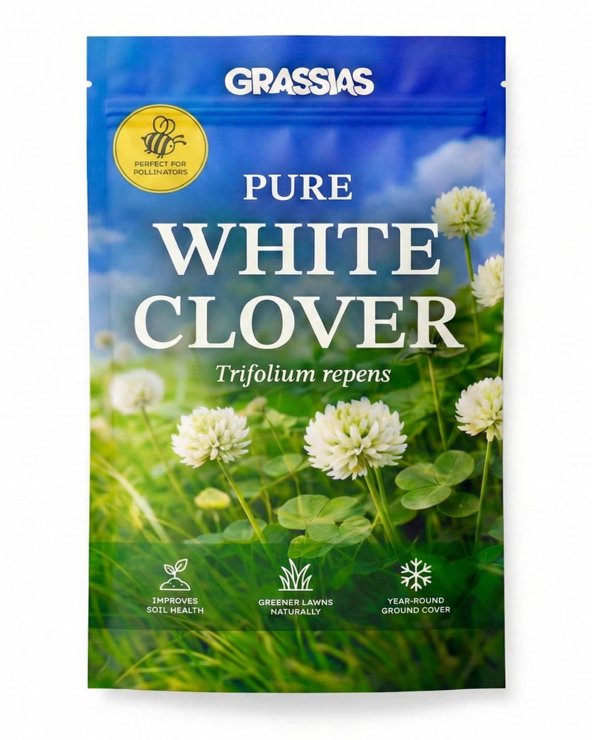 White Clover Lawn Seed – Small Leaf Micro Clover Ground Cover – Bee Friendly, Drought Resistant, Low Maintenance – Nitrogen Fixing Green Manure for Greener Gardens (250g)