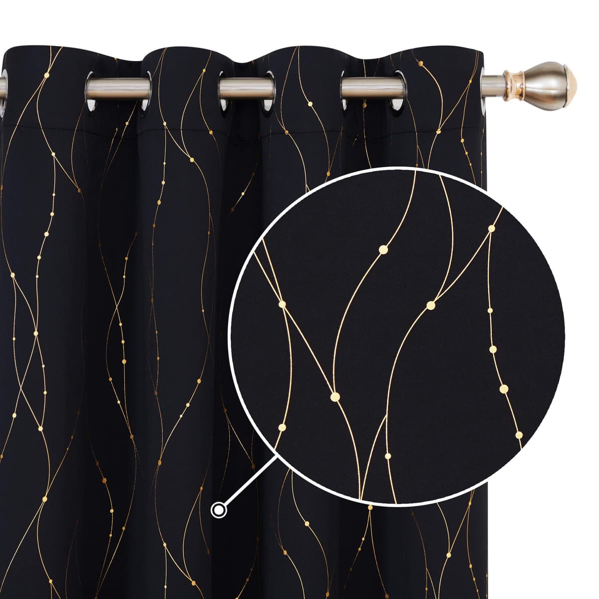Deconovo Soft Dotted Line Foil Printed Blackout Curtains Thermal Insulated Curtains Eyelet Energy Efficiency Room Darkening Curtains for Bedroom 52 x 72 Inch Light Grey 2 Panels — view 12