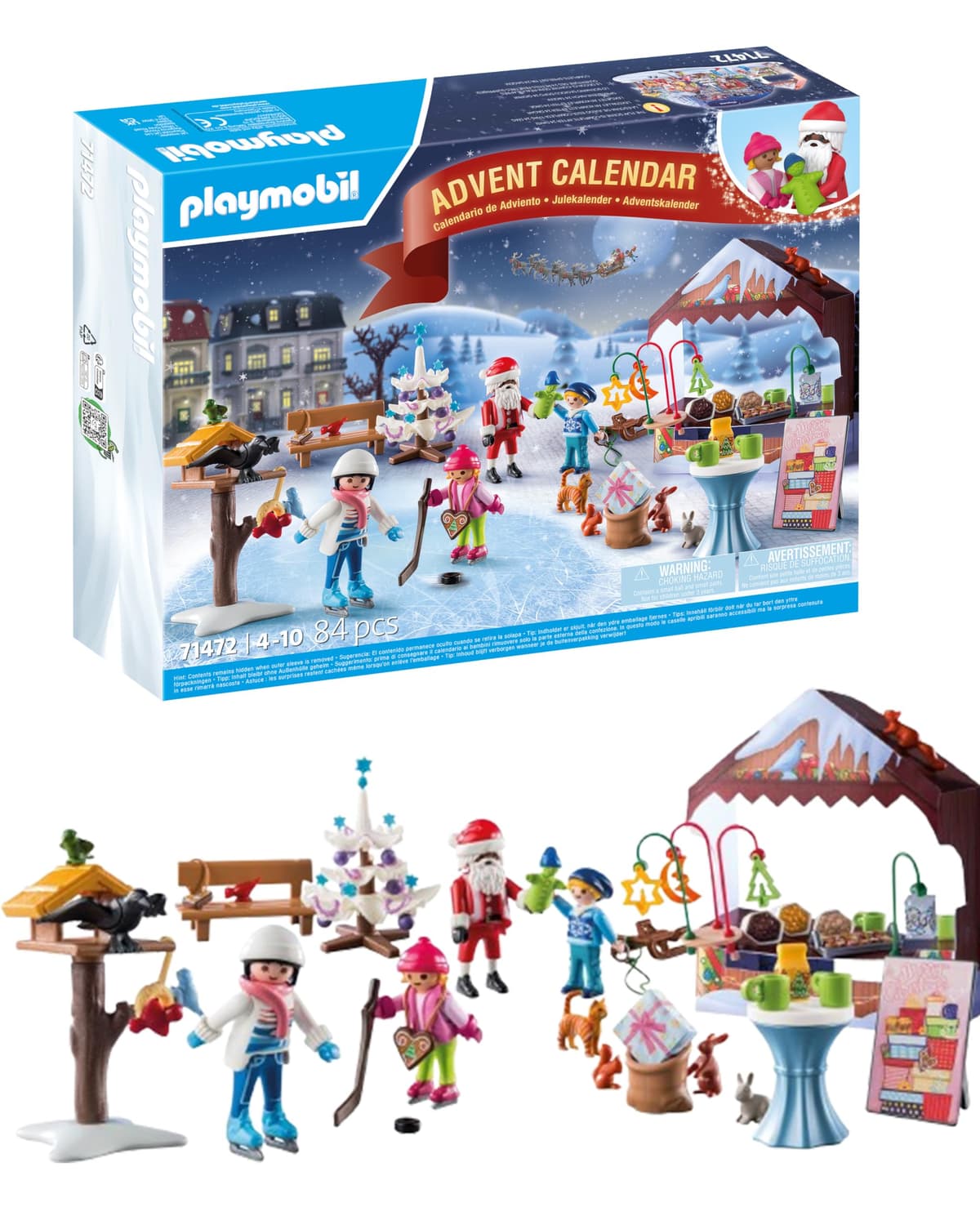 PLAYMOBIL Christmas 71472 Calendario de Adviento: Viaje al Mercado navideño, 24 sorpresas, Incluidas Cuatro Figuras, Calendario de Adviento 2024, Juguetes para niños y niñas a Partir de 4 años