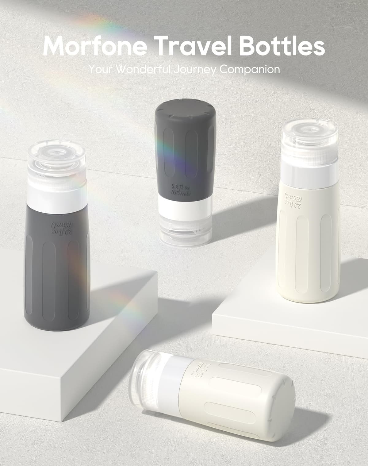 16 Pack Silicone Travel Bottles Set for Toiletries - Morfone TSA Approved Travel Containers Leakproof Squeezable Refillable Travel Accessories 2oz 3oz for Shampoo Conditioner Lotion Liquids (BPA Free) — view 2