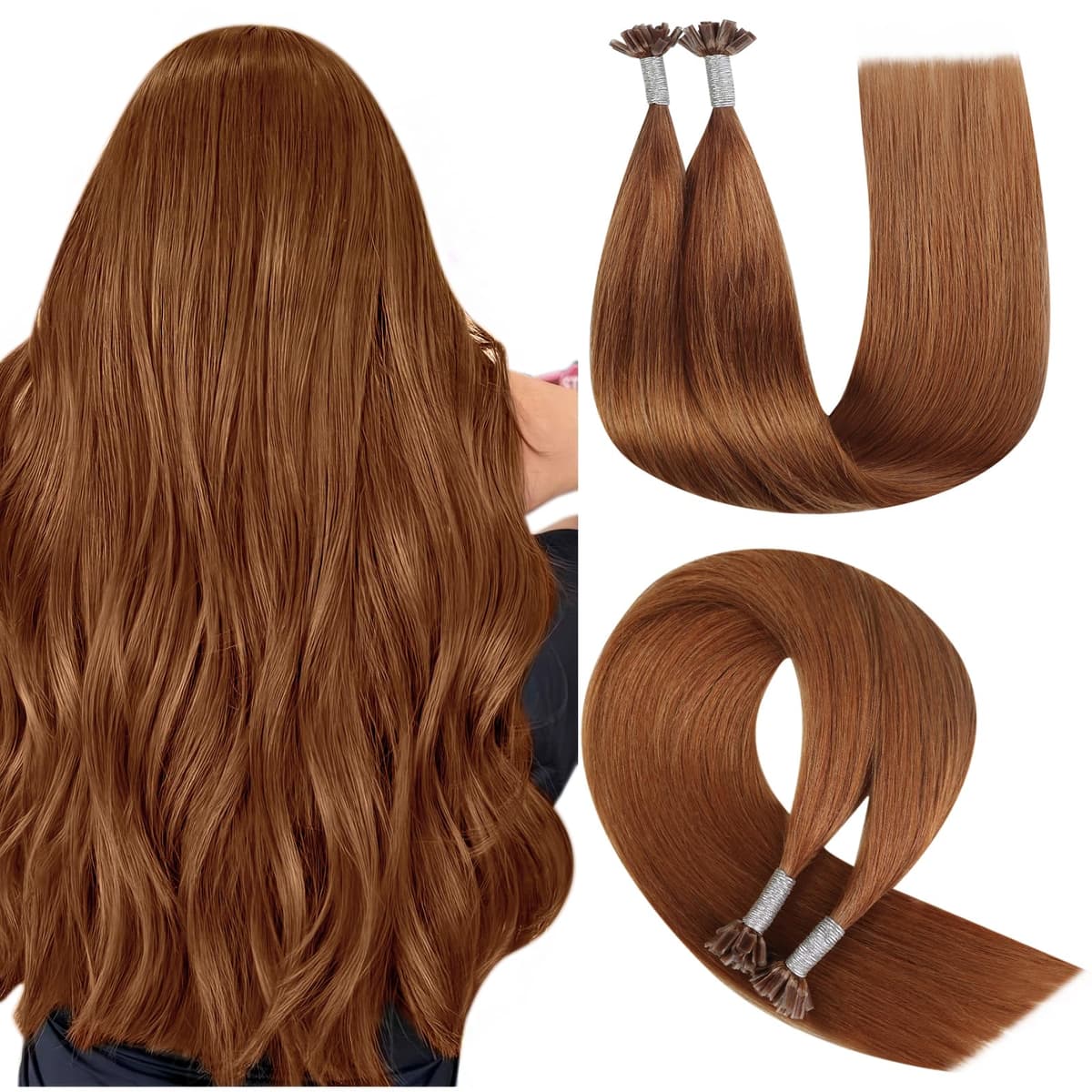 YoungSee Nano Hair Extensions Blonde 16inch Nano Beads Hair Extensions Warm Ash Blonde Highlight Bleach Blonde Nano Ring Hair Extension Highlight for School Soft Cold Fusion 50s 50g — view 15