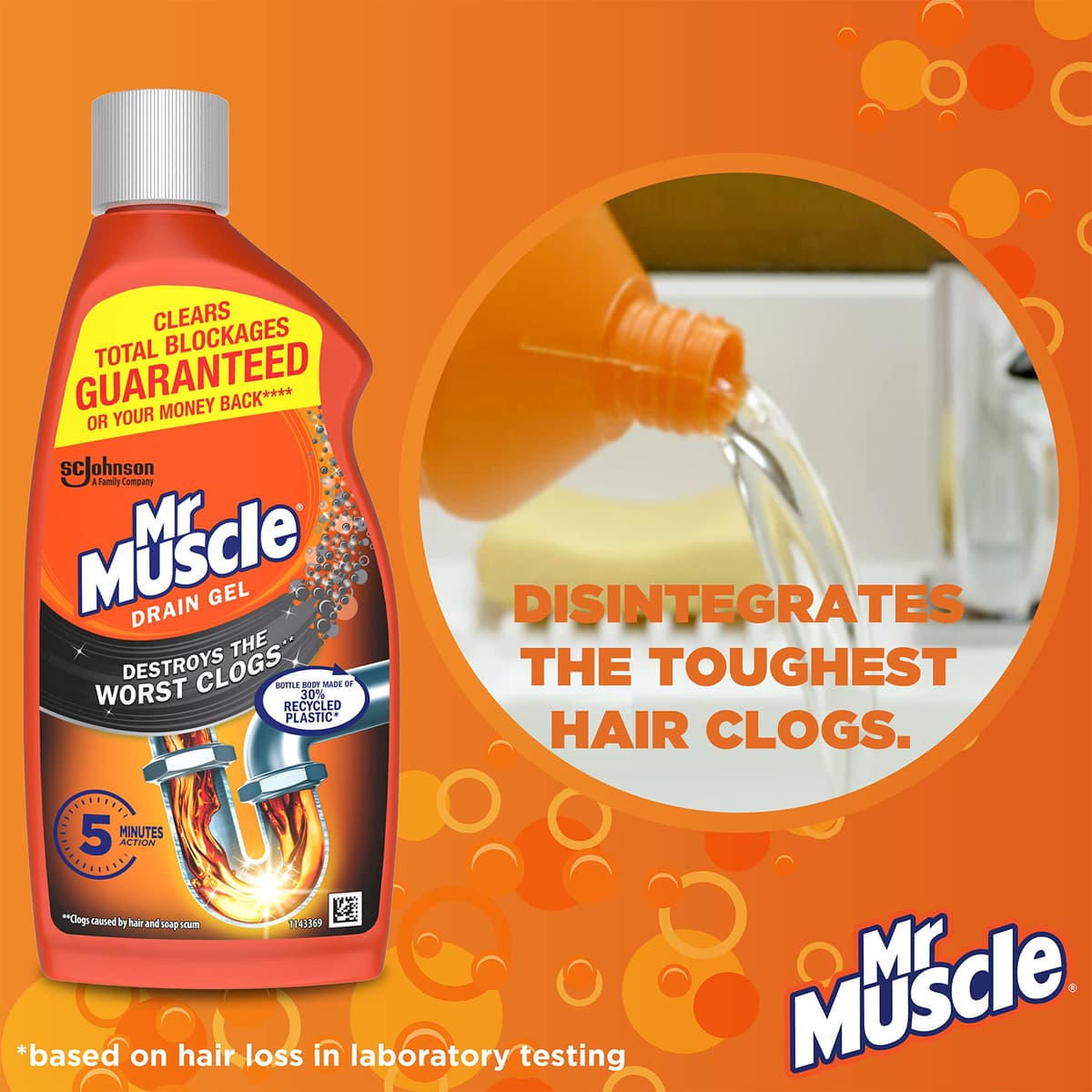 Mr Muscle Drain Unblocker Liquid (500ml), Sink & Drain Cleaner, Strong & Fast Acting Heavy Duty Drain Gel, Dissolves Clogs, Works 3x Better Than Bleach, Safe for All Pipes — view 5