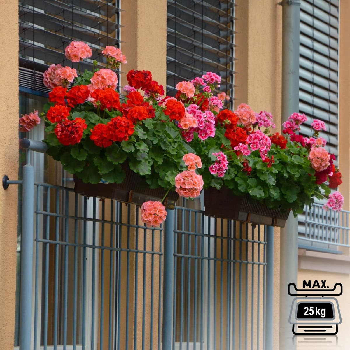com-four® Soporte para jardineras 4X para parapetos y barandillas de Balcones - fijación Flexible de Metal para jardineras - Ajustable en 2 direcciones - sin taladrar (4 Piezas - marrón Oscuro) — view 2