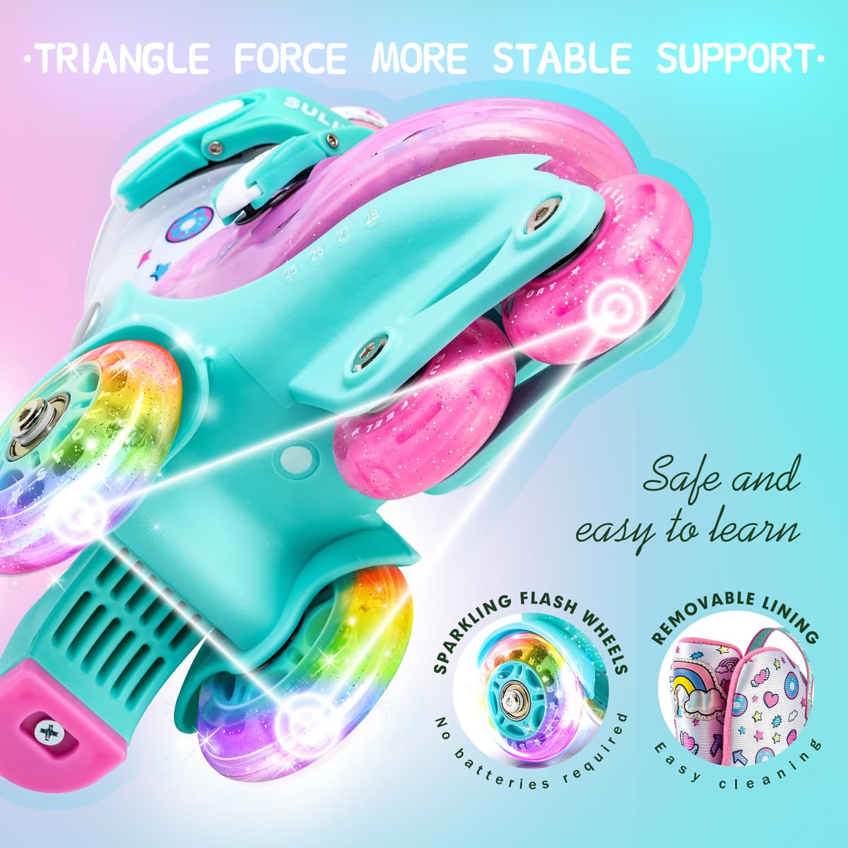 SULIFEEL Patines para Niños Patines Roller Ajustables con Ruedas Luminosas para Niñas y Niños Principiantes — view 4