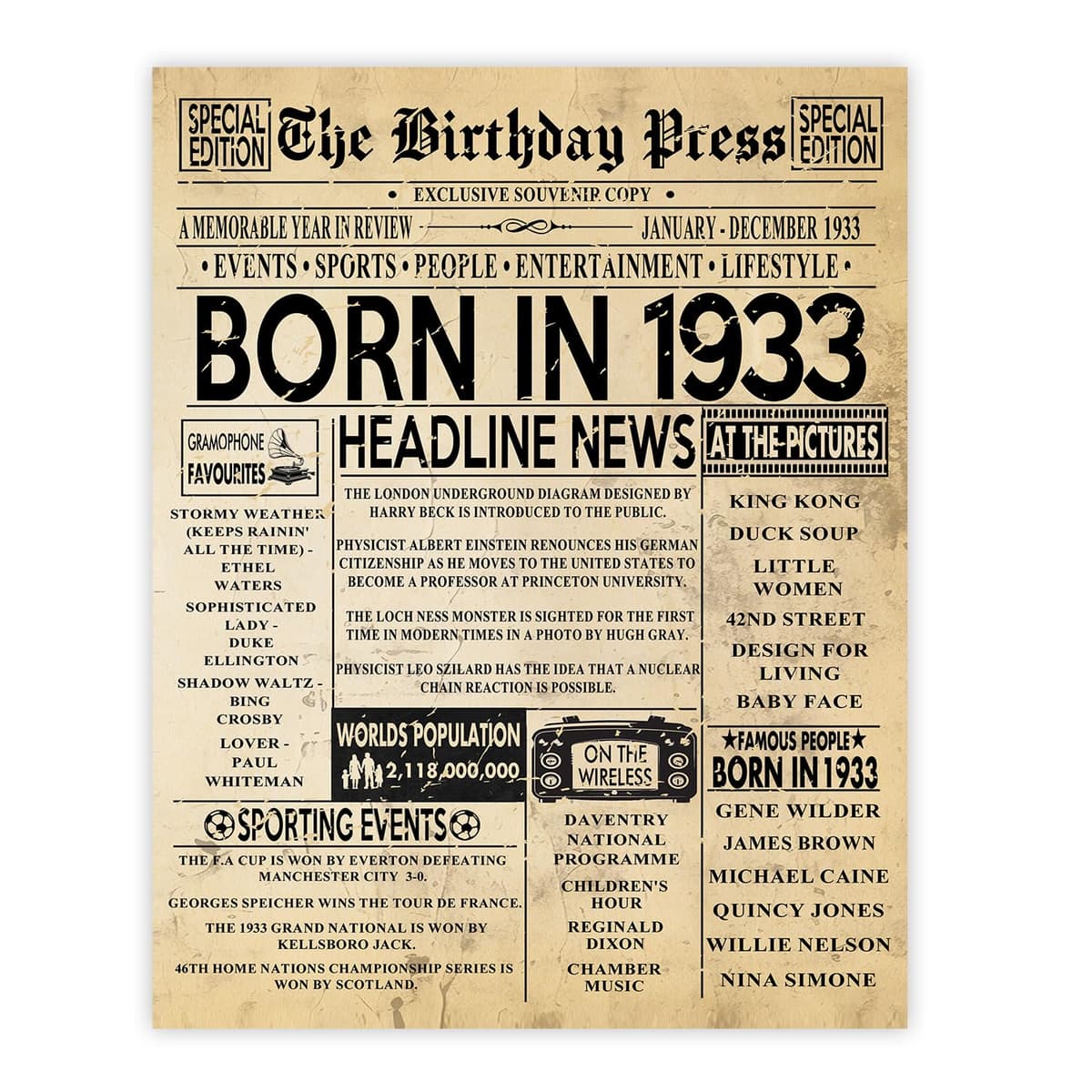 Stuff4 50th Birthday Poster Unframed - Born In 1976 Vintage Newspaper - Happy 50th Birthday Gifts for Women Men Retro Back In 1976, 8x10 Inch Decor Decoration Bday Party — view 24