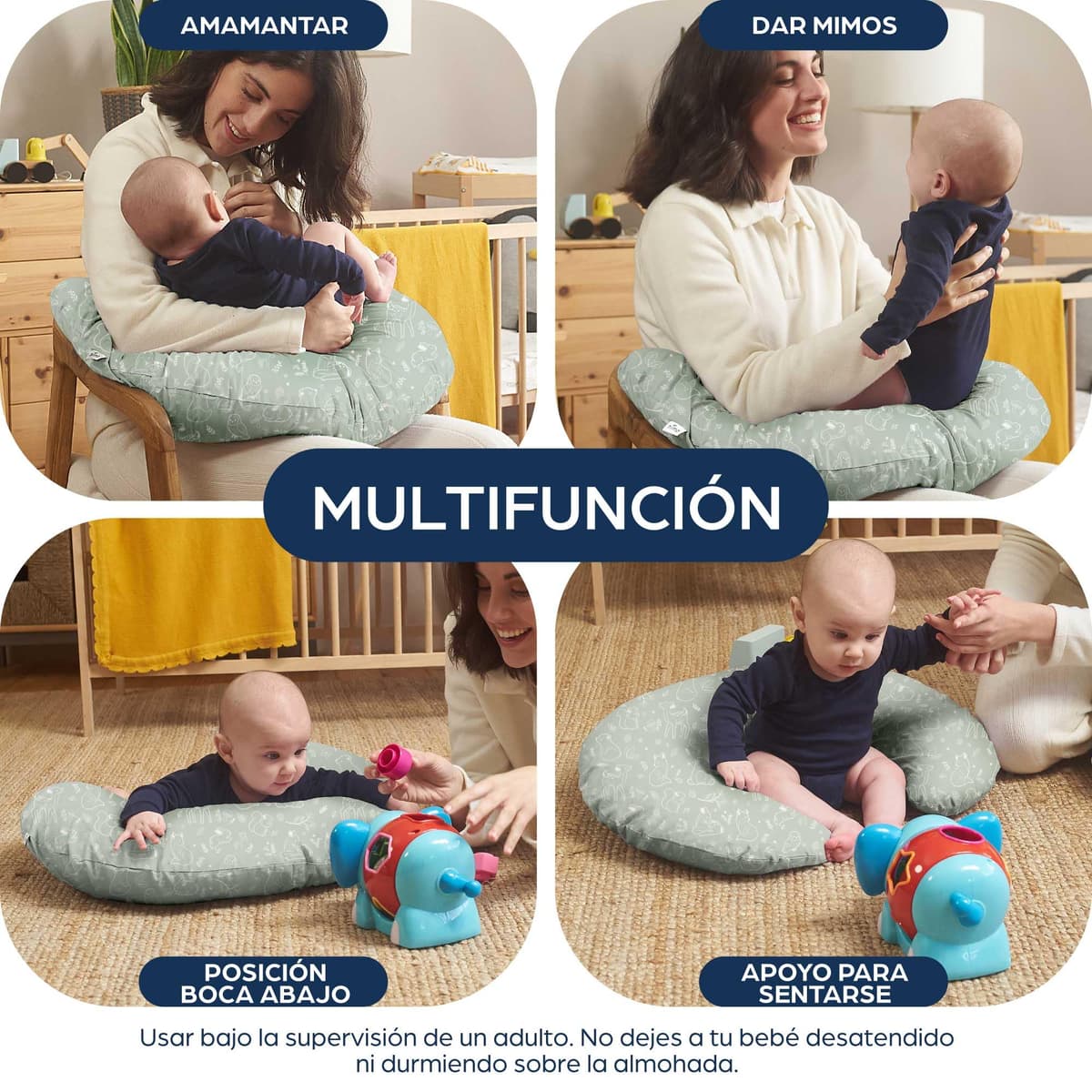 Niimo Almohada Embarazada - Oeko-Tex® Standard 100, Cojín Lactancia Multifuncional, Cojin Lactancia Bebe con Funda 100% de algodón, Almohada de Lactancia Lavable, Material Fresco y Transpirable — view 4